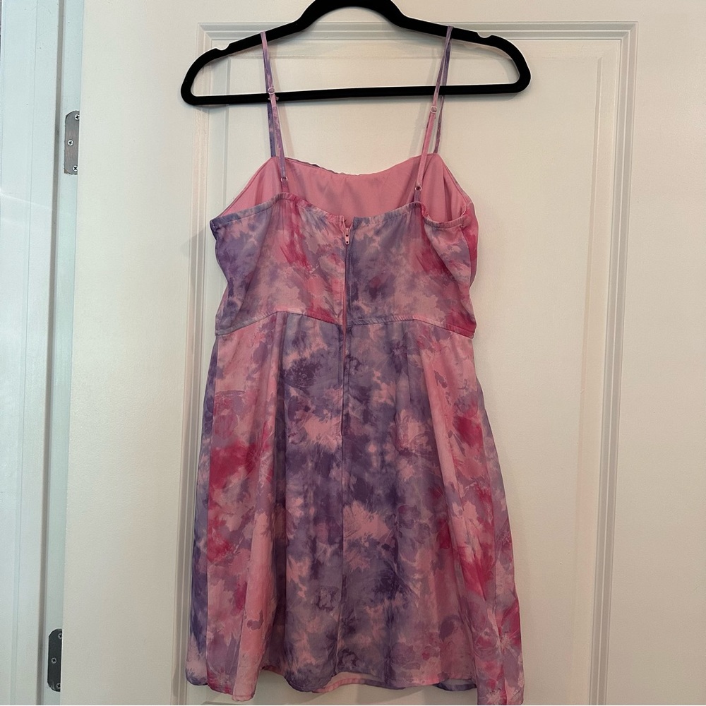 Francesca's Blue Rain Pink & Purple Tie-Dye Mini Dress Size Medium - Picture 6 of 8